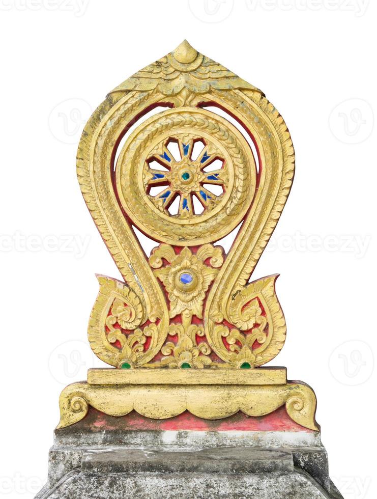 The statue of consecrated precinct isolated on white, decorated in the temple outdoor photo