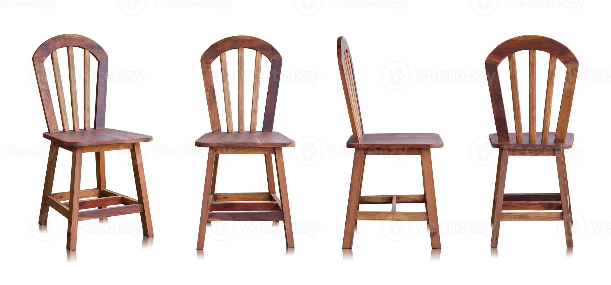 set of wooden chair isolated on white background photo