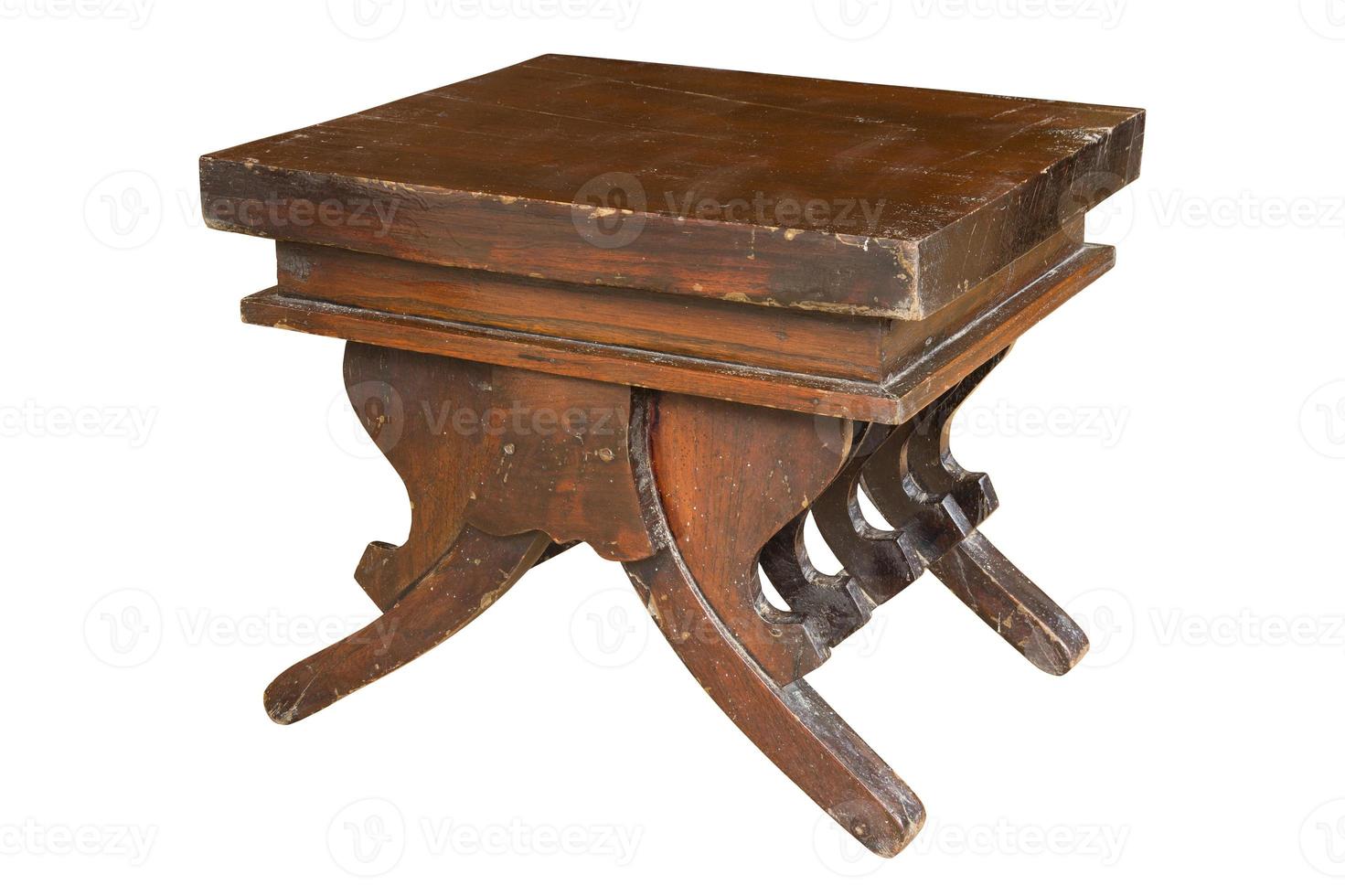 mini dark wooden table isolated on white with clipping path photo