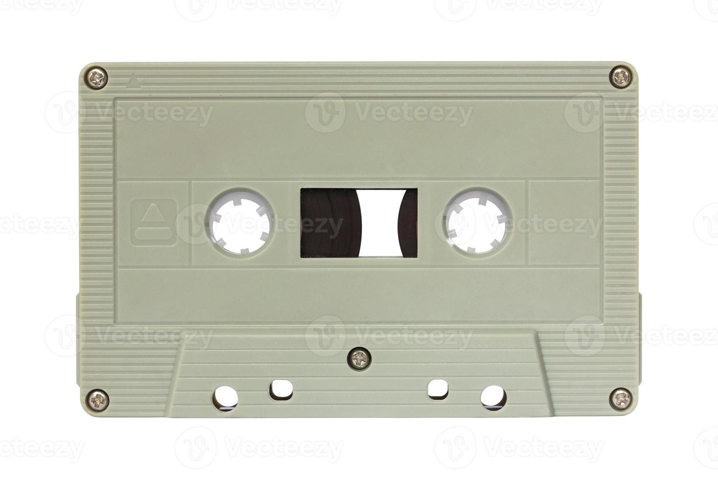 Green cassette tape isolated on white with clipping path photo
