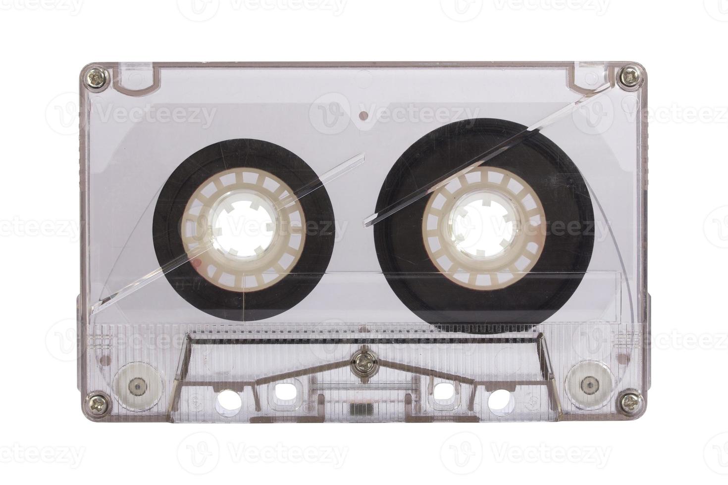 Transparent cassette tape isolated on white with clipping path photo