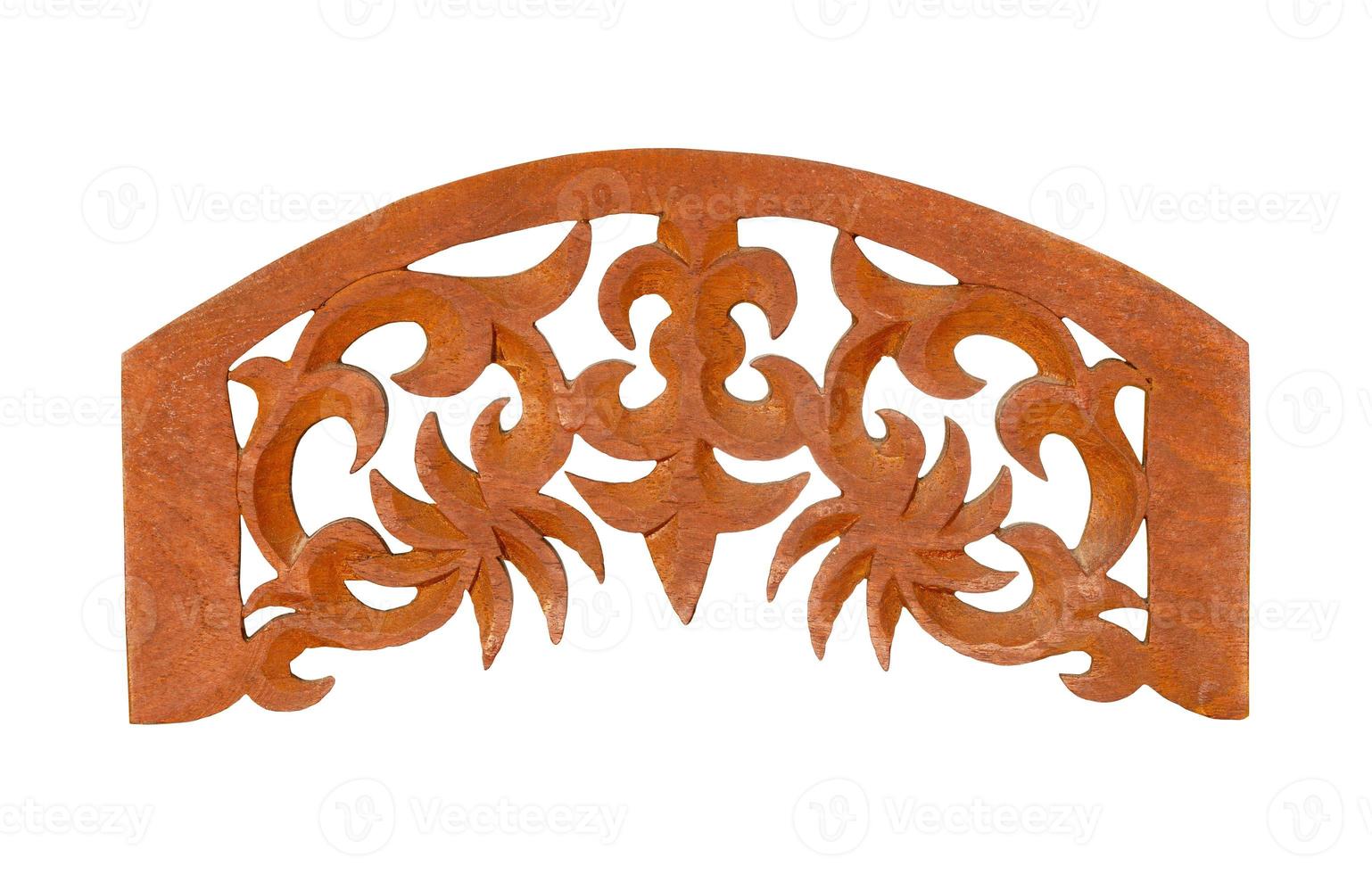 Pattern of flower carved on wood for decoration isolated on white background with clipping path photo