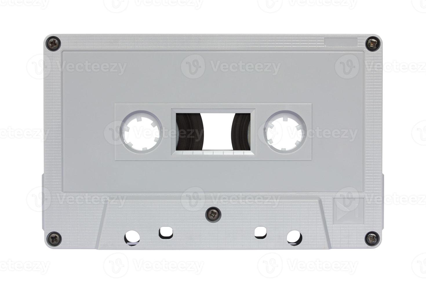 Gray cassette tape isolated on white with clipping path photo