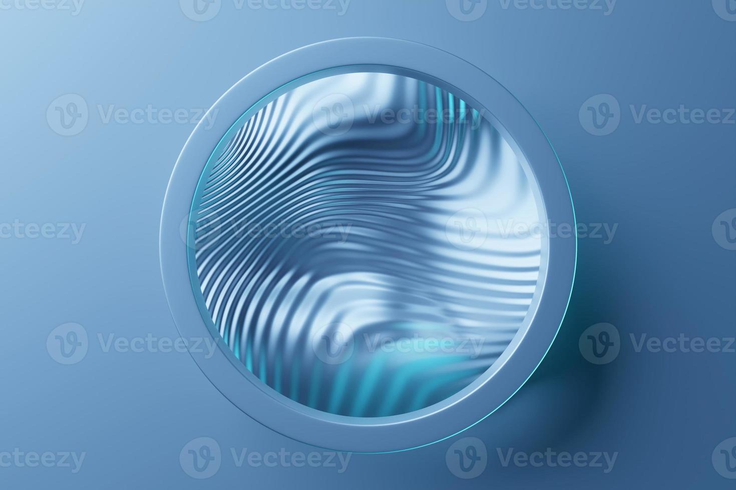 3D rendering abstract   blue   round shape, portal with frame .  round spiral on monochrome   isolated background photo