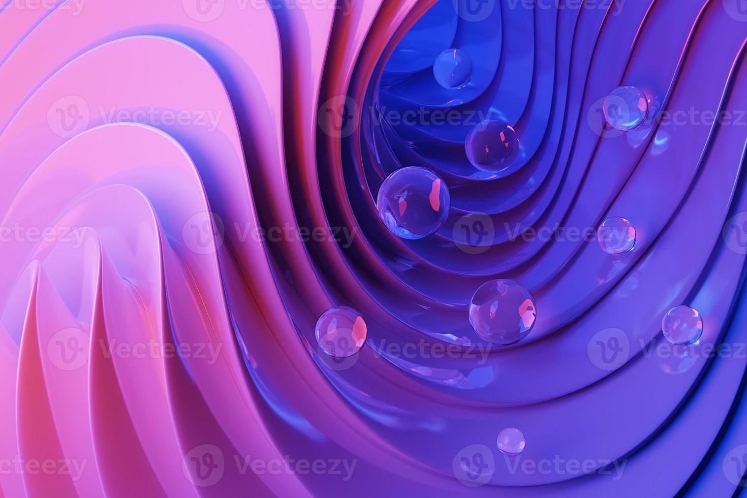 Abstract gradient pattern and geometric pattern with transparent spheres.3D illustration. photo