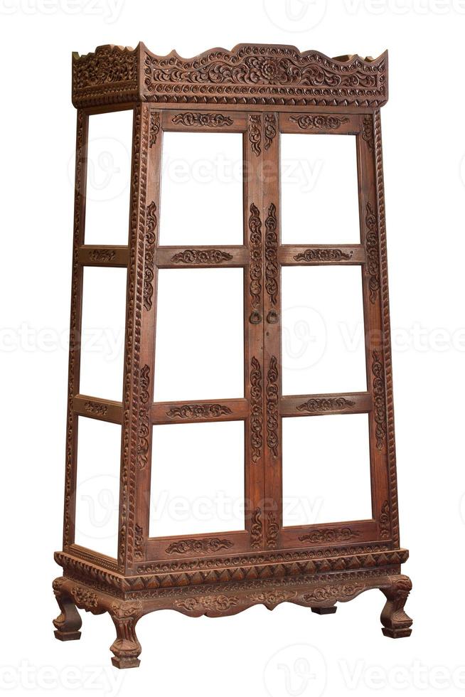 antique wooden cabinet isolated on white with clipping path photo