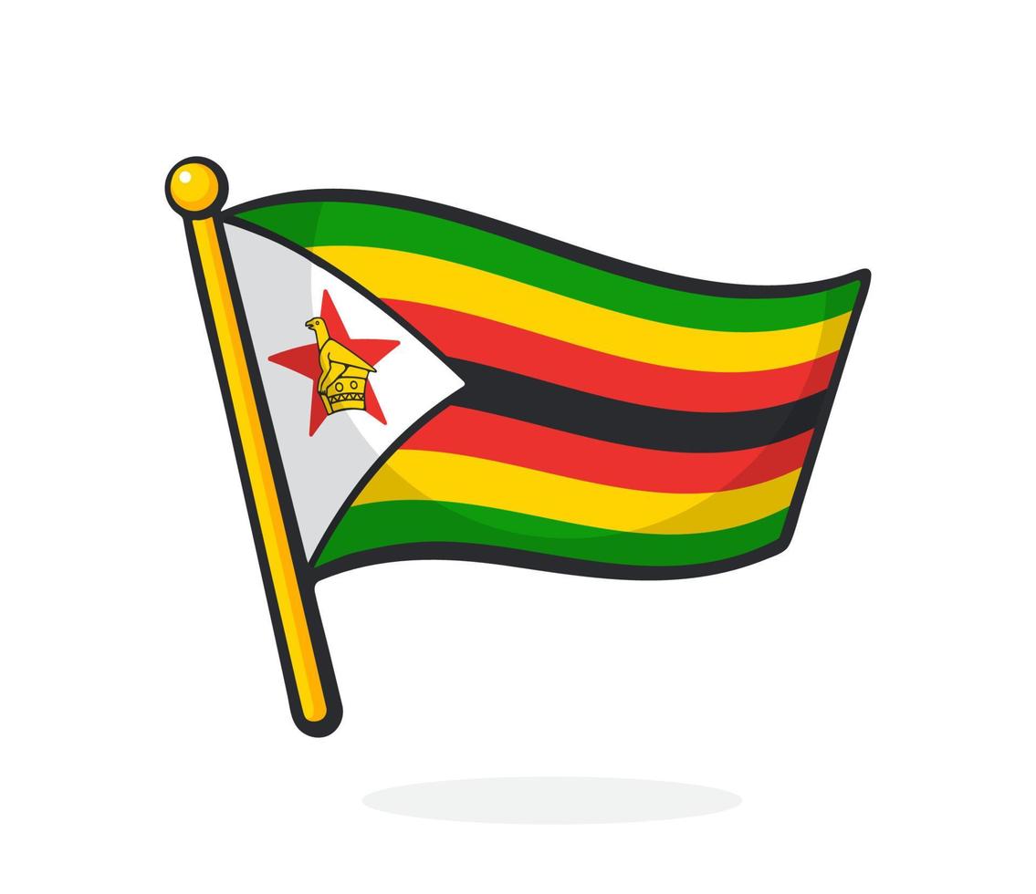 Cartoon illustration of flag of Zimbabwe vector
