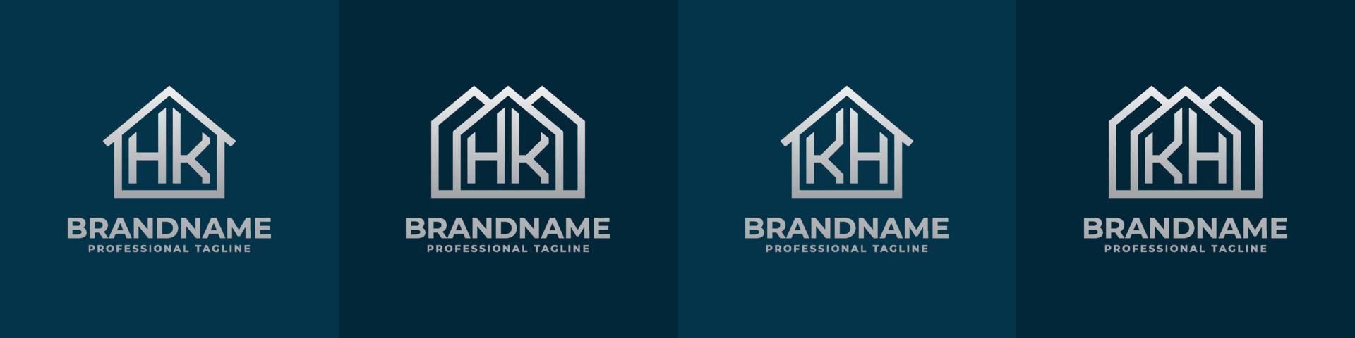 Letter HK and KH Home Logo Set. Suitable for any business related to house, real estate, construction, interior with HK or KH initials. vector
