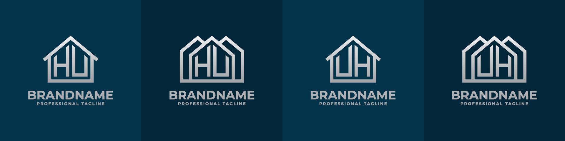 Letter HU and UH Home Logo Set. Suitable for any business related to house, real estate, construction, interior with HU or UH initials. vector
