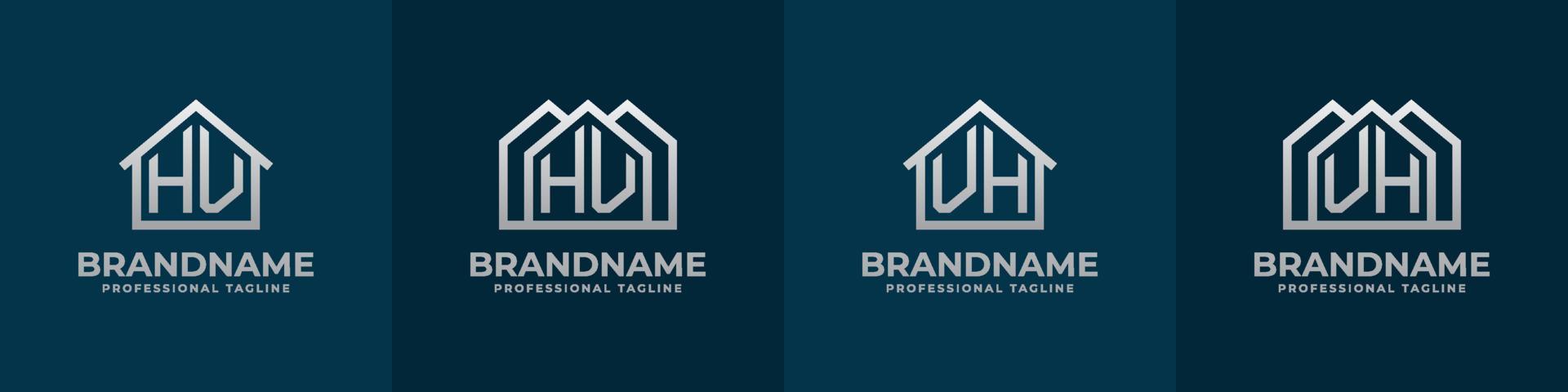 Letter HV and VH Home Logo Set. Suitable for any business related to house, real estate, construction, interior with HV or VH initials. vector