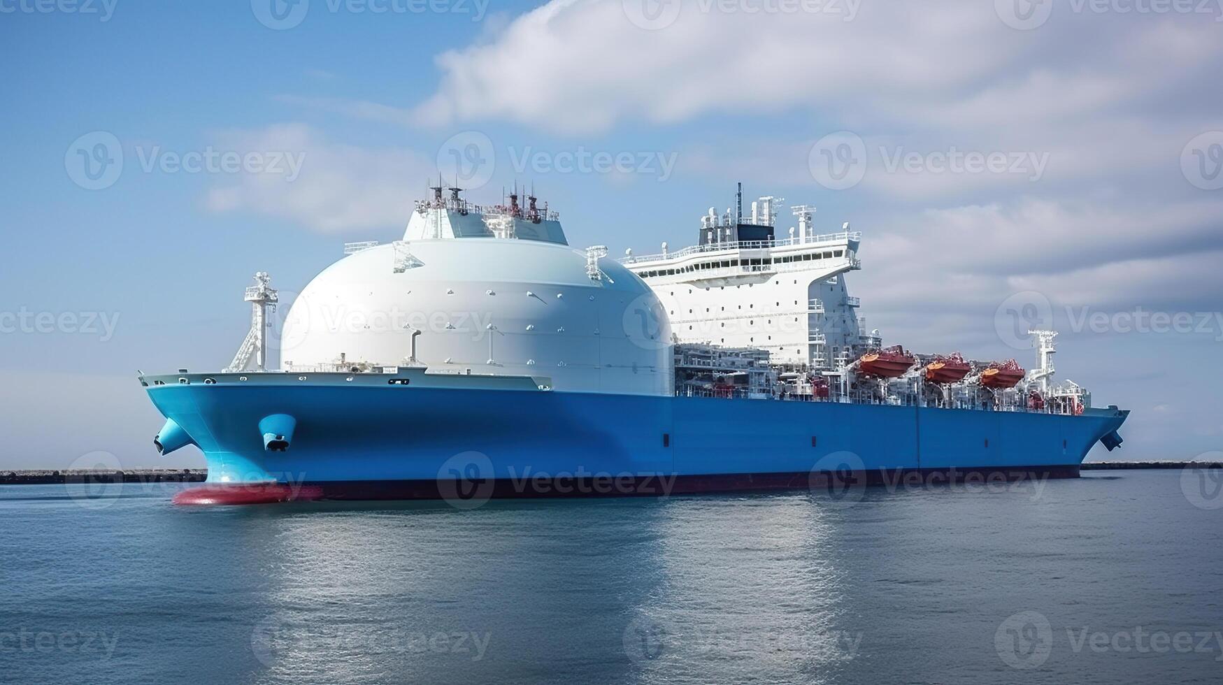 LNG tanker carrier in the sea. Gas carrier for transportation of liquefied natural gas. . photo