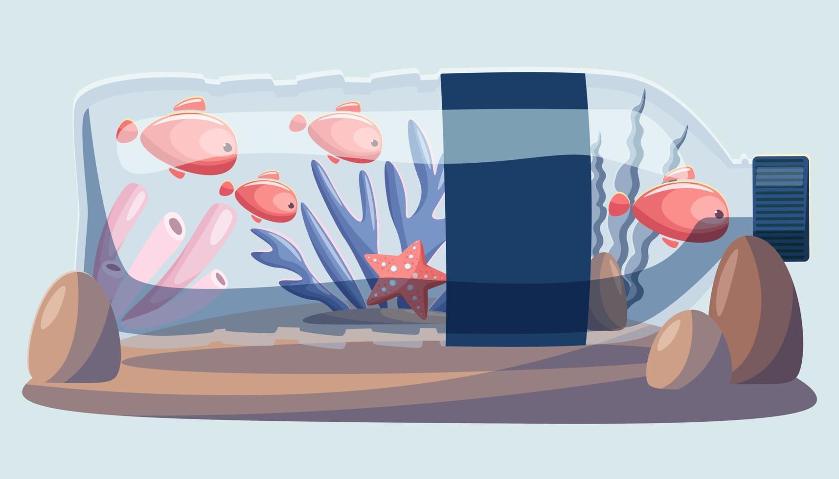 World oceans day concept, sea world in a water bottle. Fish, starfish, jellyfish, corals. Help protect animals and the environment. No plastic, no plastic bottles. Plastic in the ocean vector