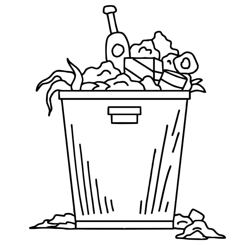 Design illustration garbage element outline art vector