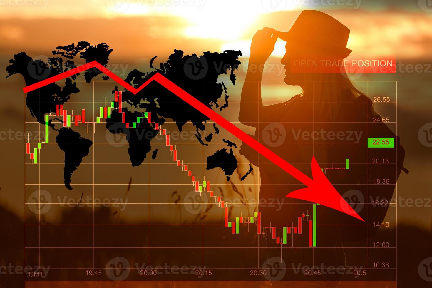 Financial concept. graphs of financial crisis 2020, copy space photo