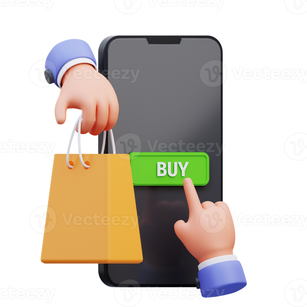 3d render illustration of online shopping activity hand icon, suitable for social media asset, web, app, presentation, png