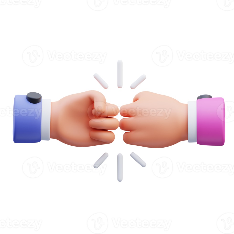 3d render illustration of activity icon of hand doing fist bump, suitable for social media asset, web, app, presentation, png