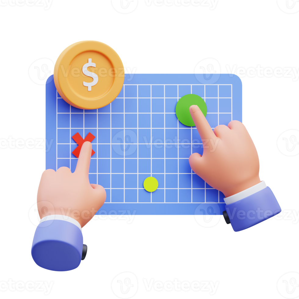 3d render illustration of activity icon hands making financial strategy, suitable for asset social media, web, app, presentation, png