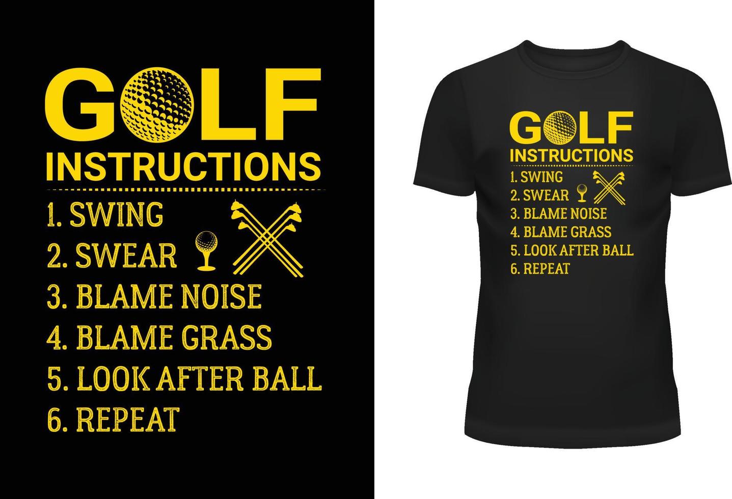 Golf Instructions Typography T Shirt Design vector