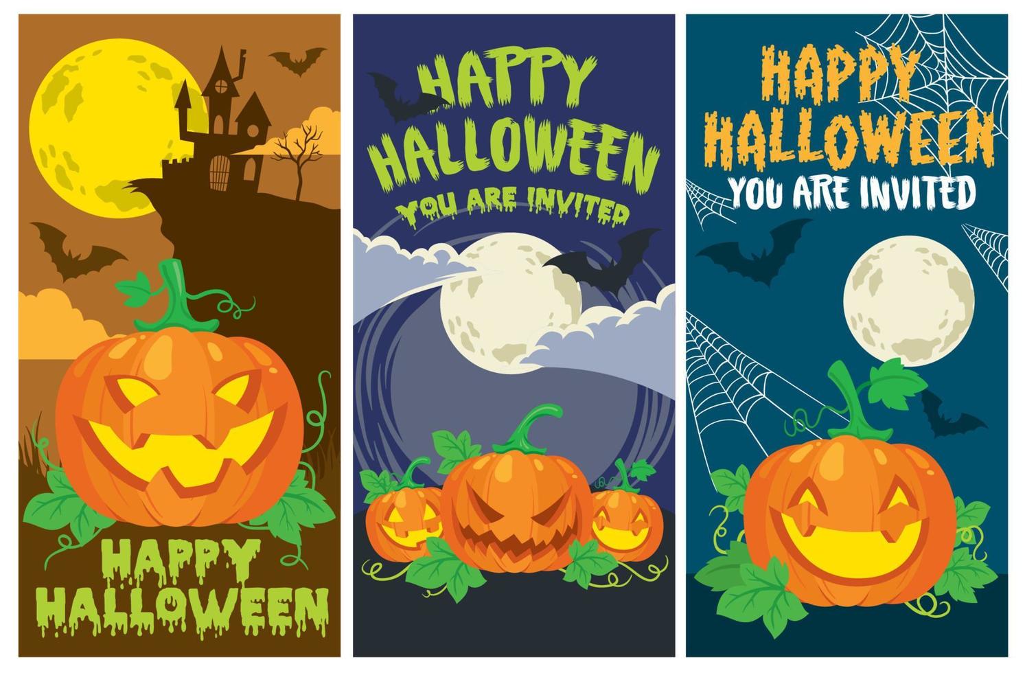 halloween card pumpkin set vector