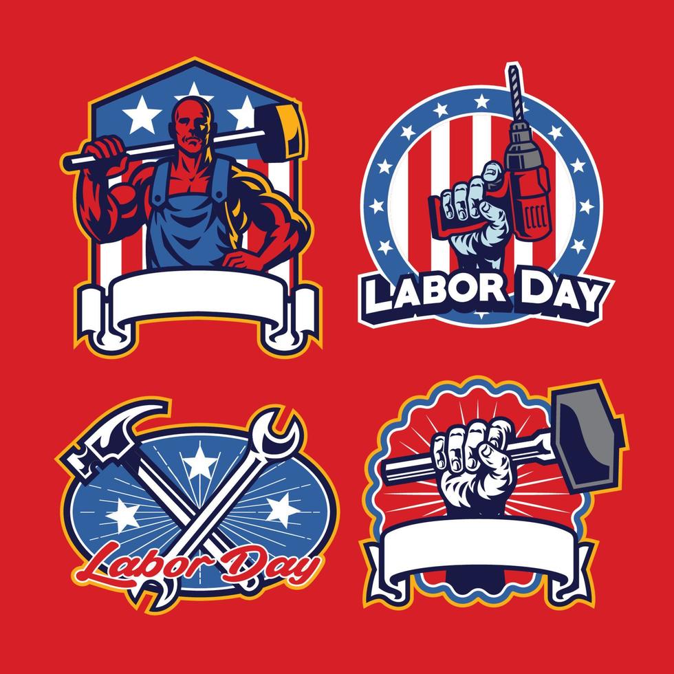 labor badge designs in set vector