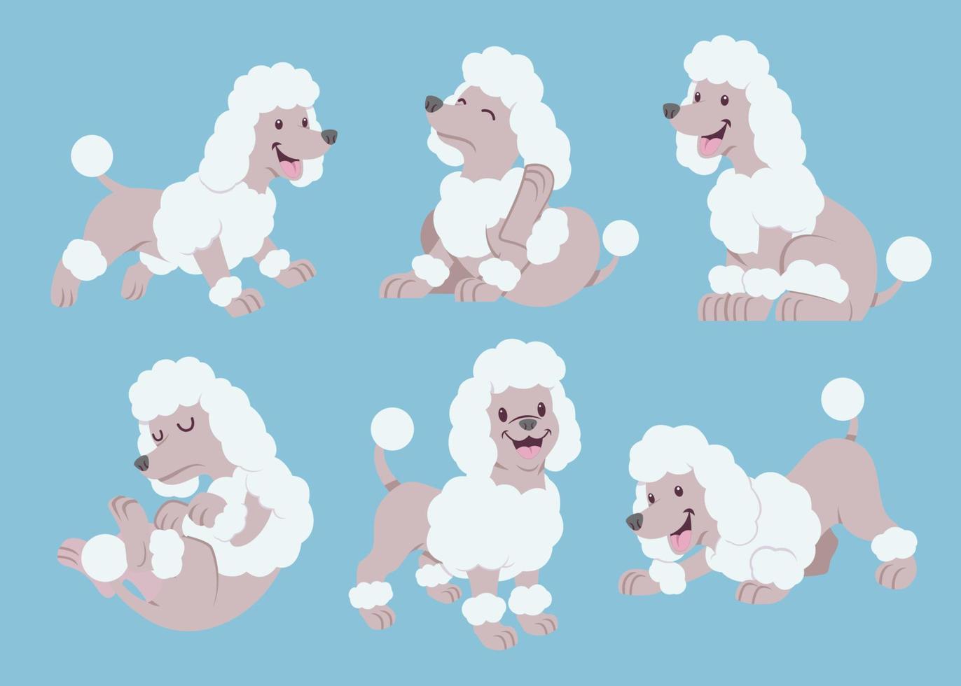 poodle cartoon set vector