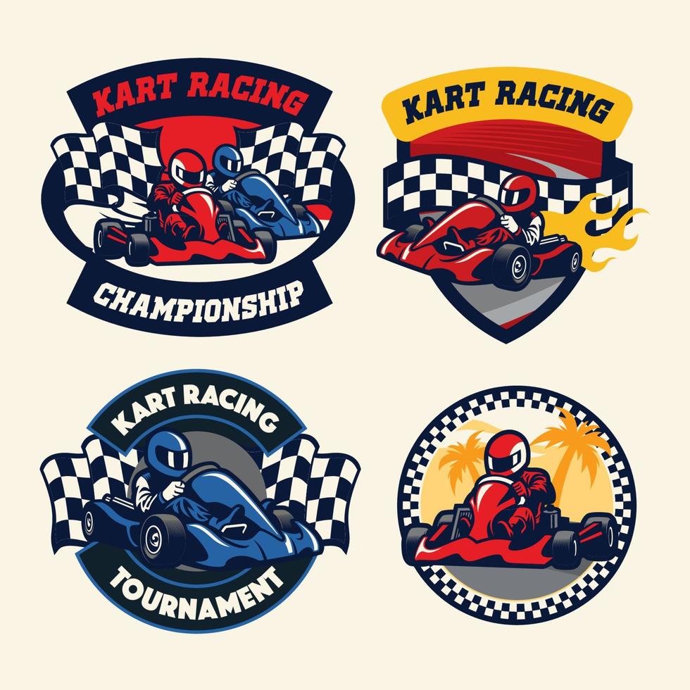 badge design set of kart racing vector