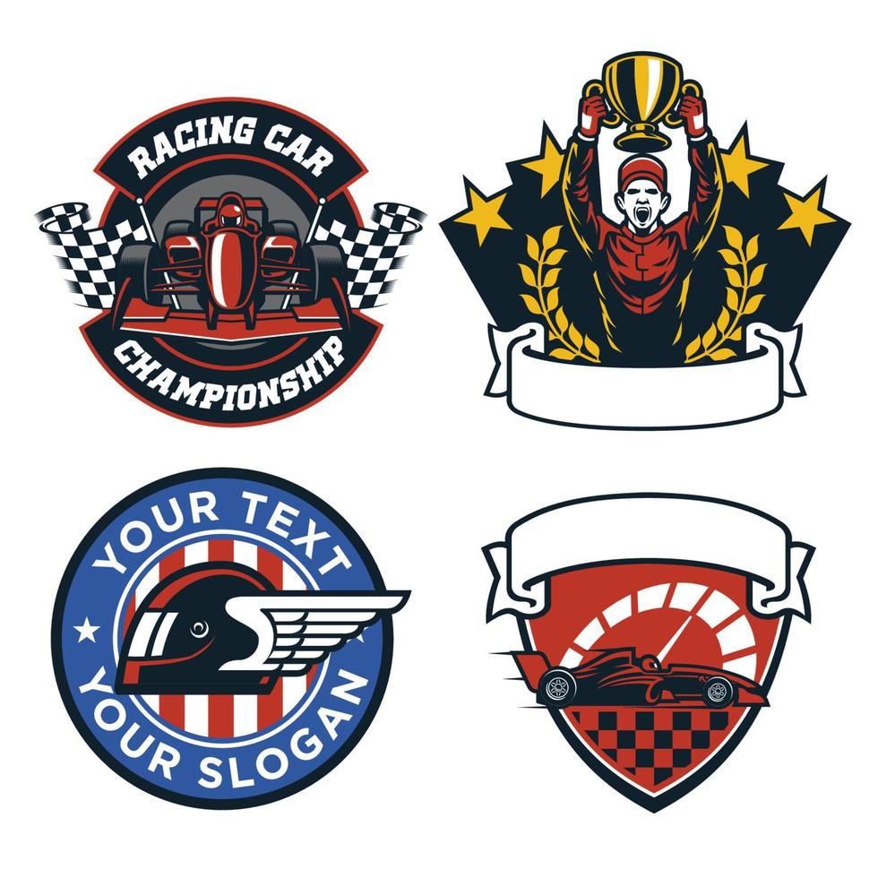 badge design set of  formula car race vector