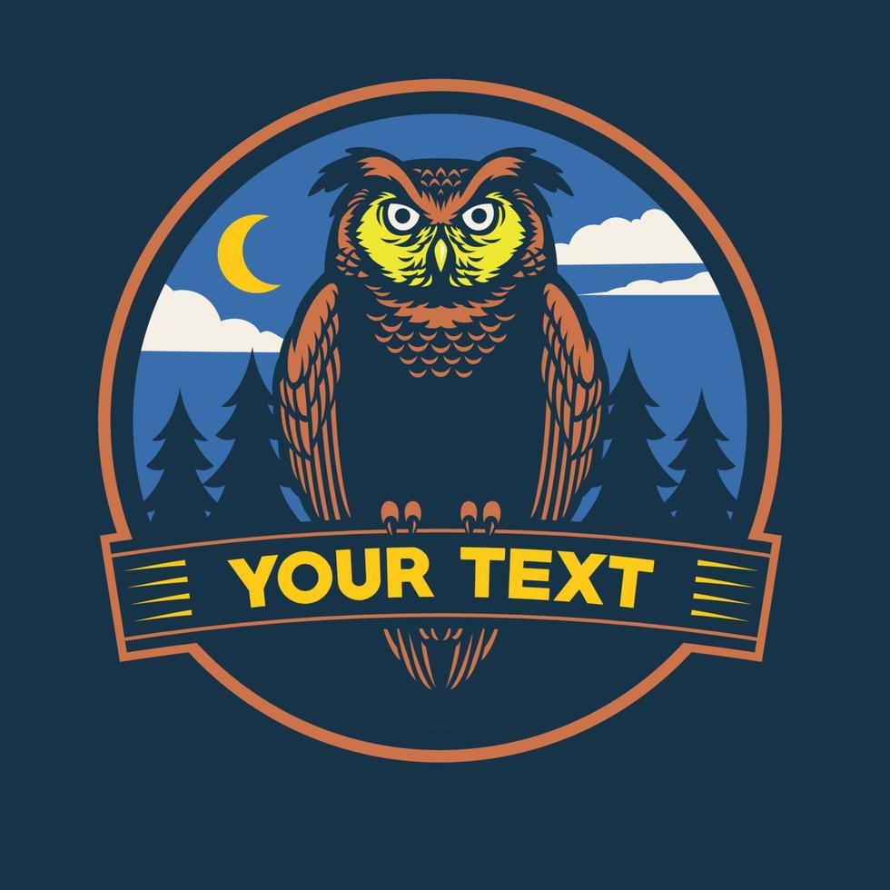 nocturnal owl badge design vector