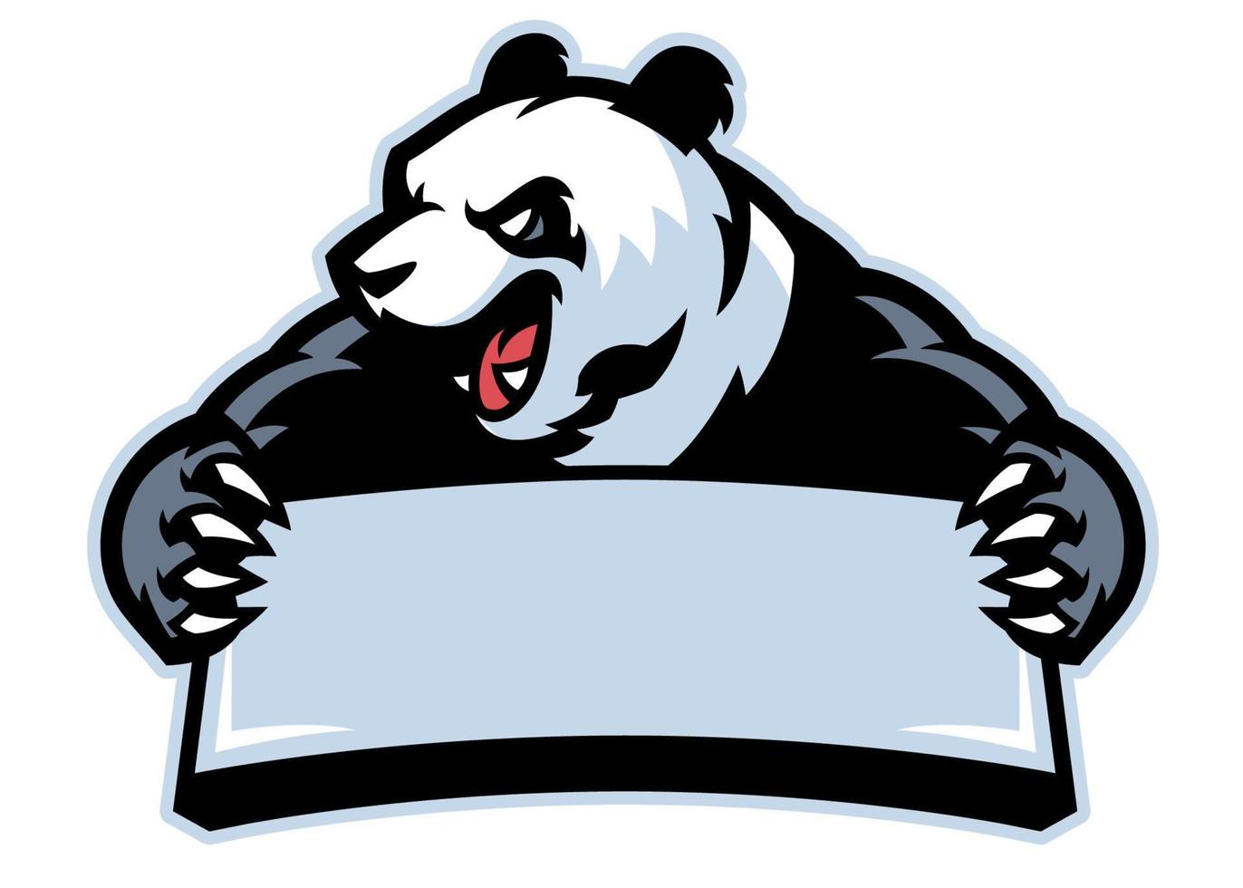 panda in sport mascot hold blank banner vector