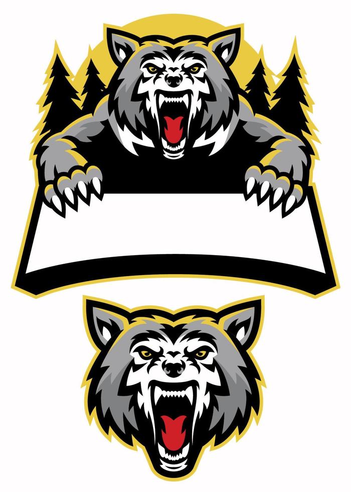 wolf mascot sport logo set vector