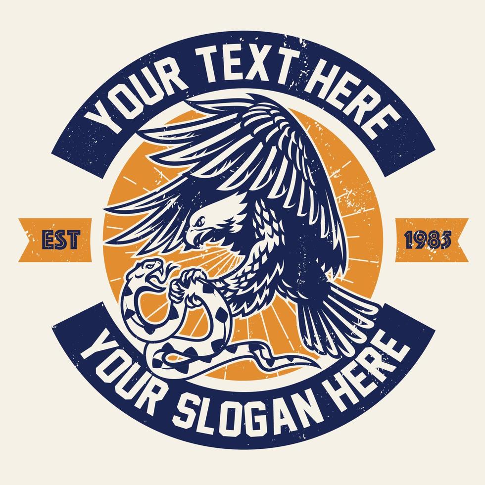 vintage badge design with eagle grip the snake vector