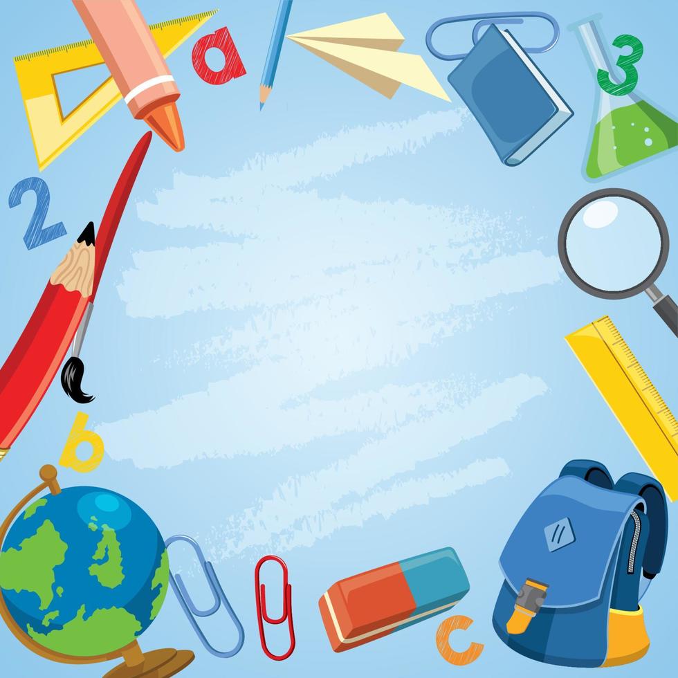 back to school concept with school supplies in cartoon vector