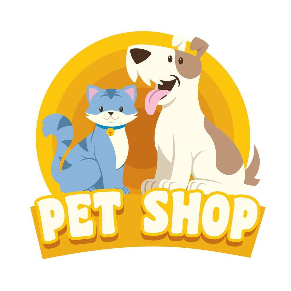cat and dog petshop design vector