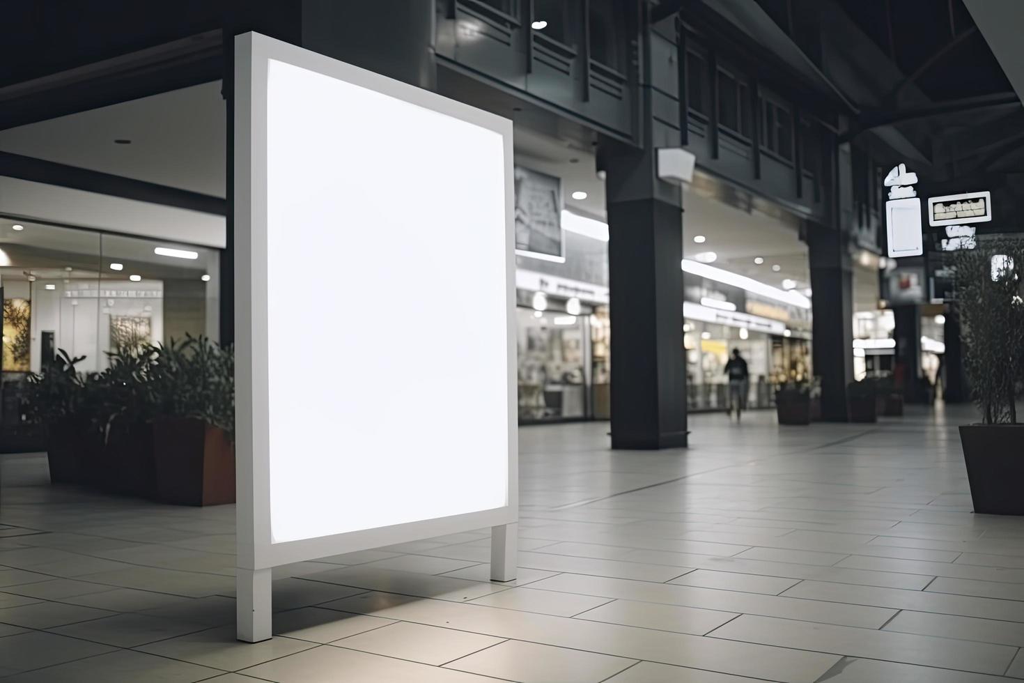 public shopping center mall or business center advertisement board space as empty blank white mockup signboard photo