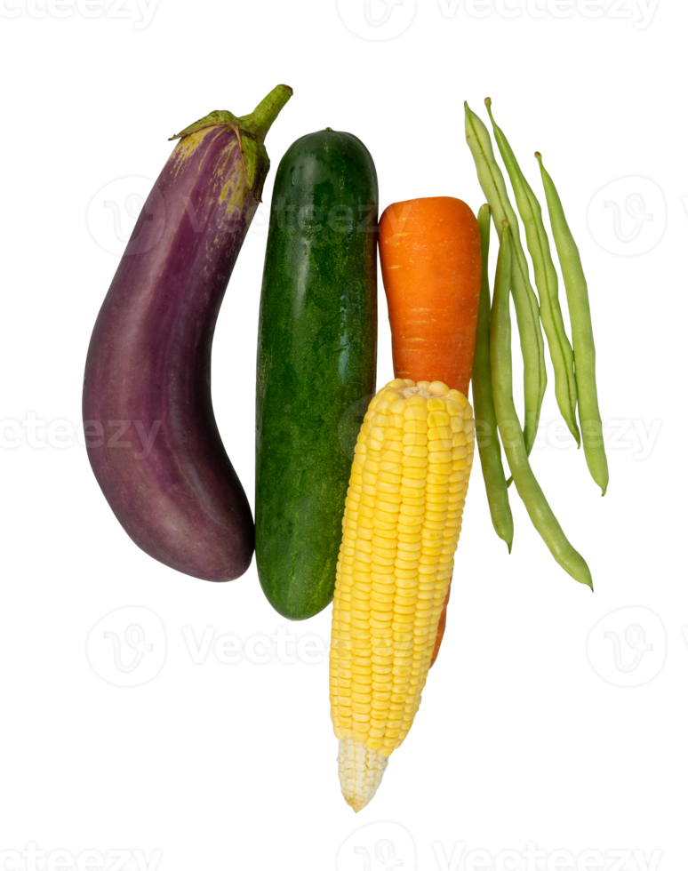 Group of fresh vegetable raw food isolated png