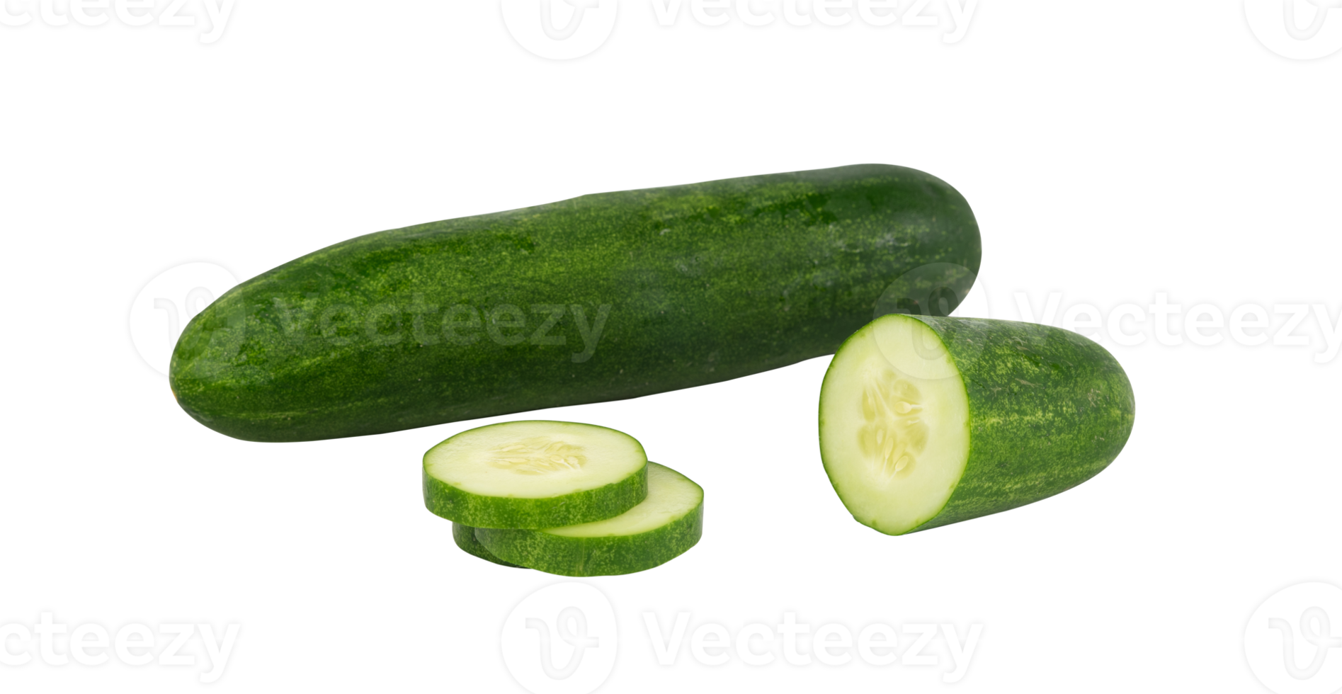 Fresh of one cucumber and slice isolated 22453255 PNG