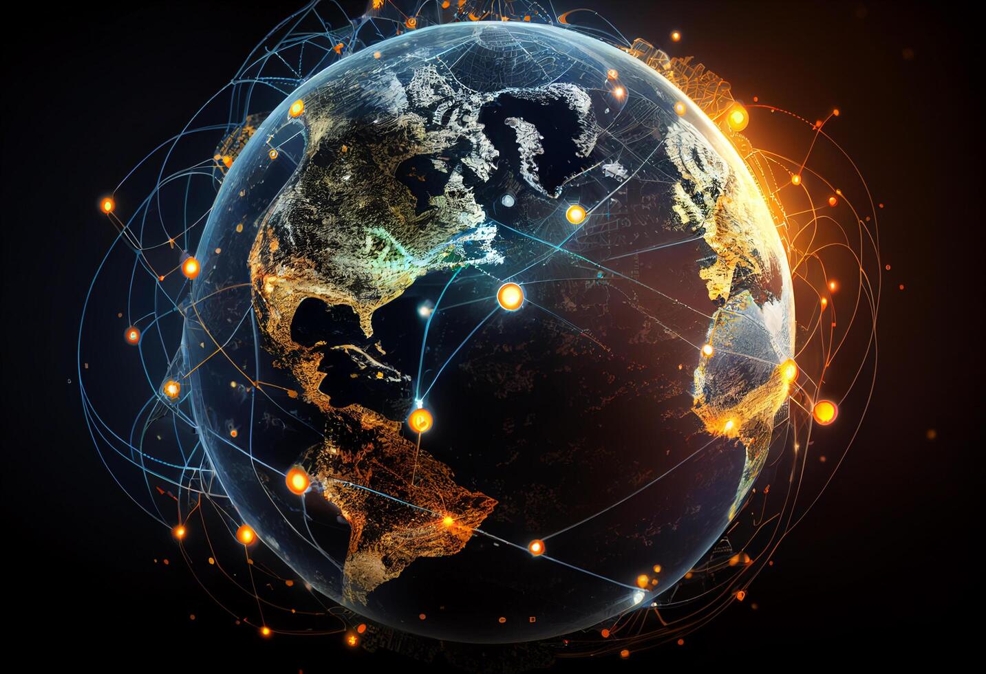 Global network connection over the planet Earth. Elements of this furnished by NASA photo