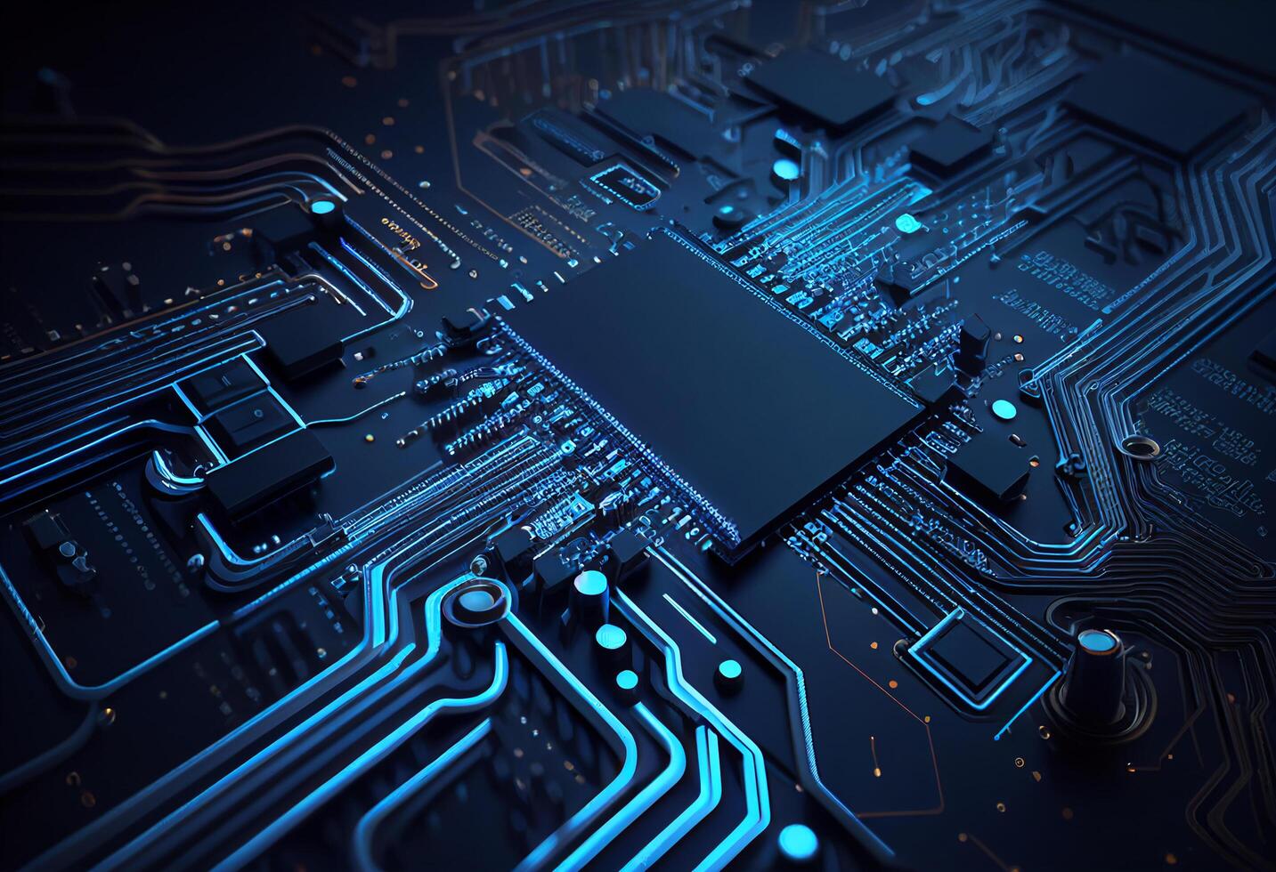 Circuit board futuristic technology background. blue 3d rendering toned image photo