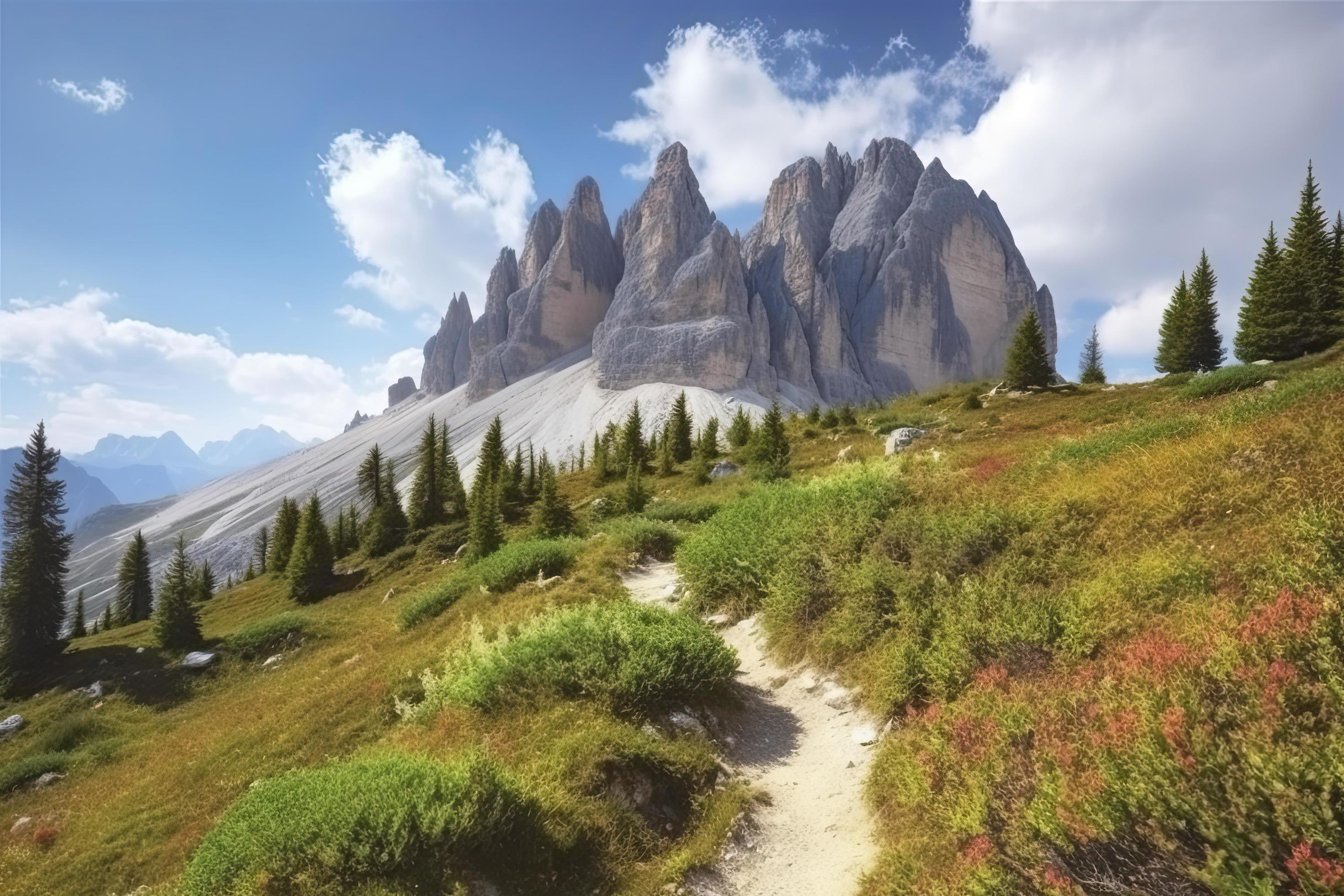 famous Italian National Park Tre Cime di Lavaredo. Dolomites, South