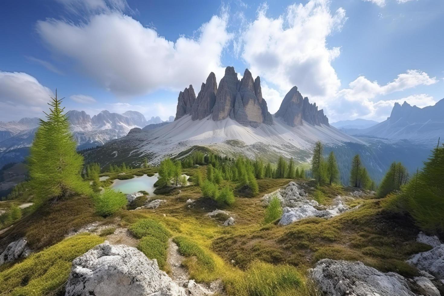 famous Italian National Park Tre Cime di Lavaredo. Dolomites, South Tyrol. Auronzo photo