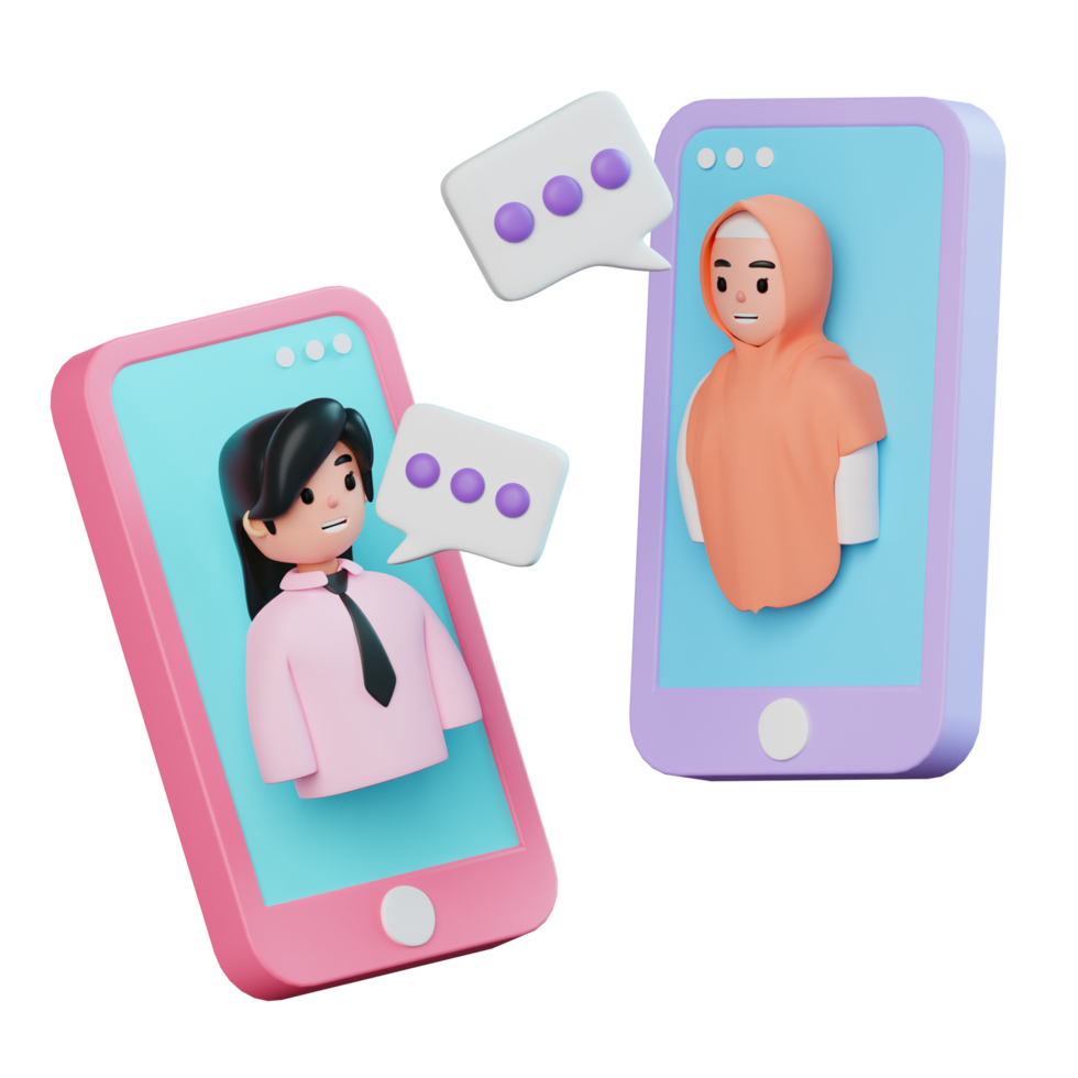 3d Friends on Video Call png
