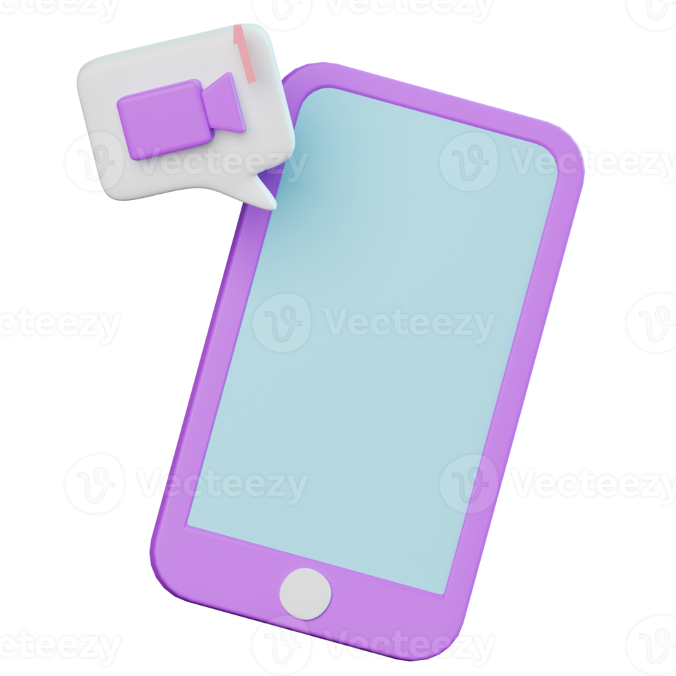 3d vidéo notification sur téléphone intelligent png