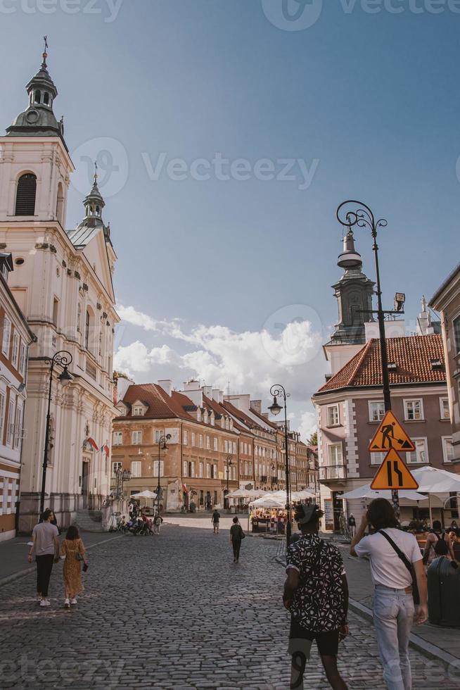 urban landscape for a new city in Warsaw, Poland on a summer holiday day photo