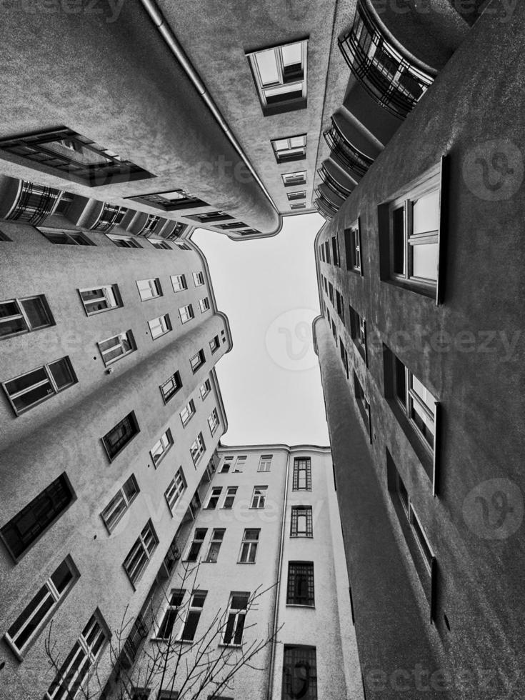 old historic warsaw in poland tenement house from the backyard photo