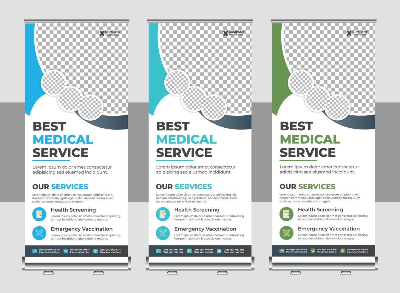 Medical Healthcare services roll up banner design, or promotion, exhibition, printing, presentation layout and concept for hospital doctor clinic dental x standee banner vector