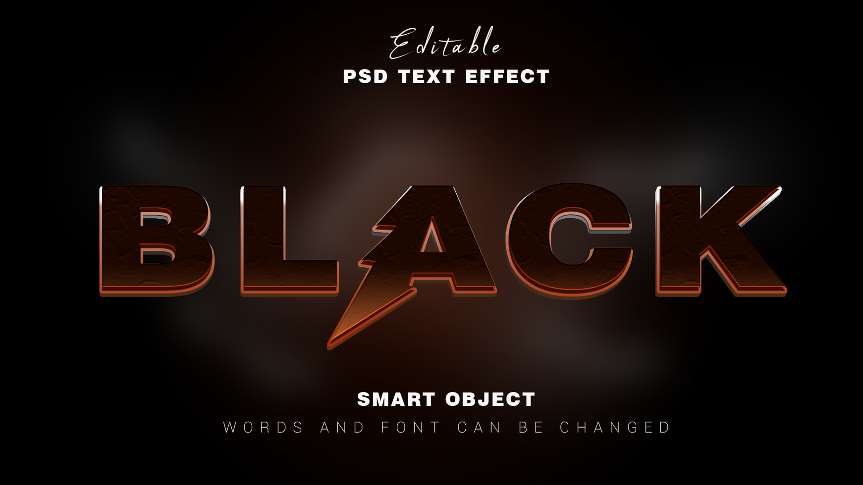 balck modificabile Photoshop testo effetto psd