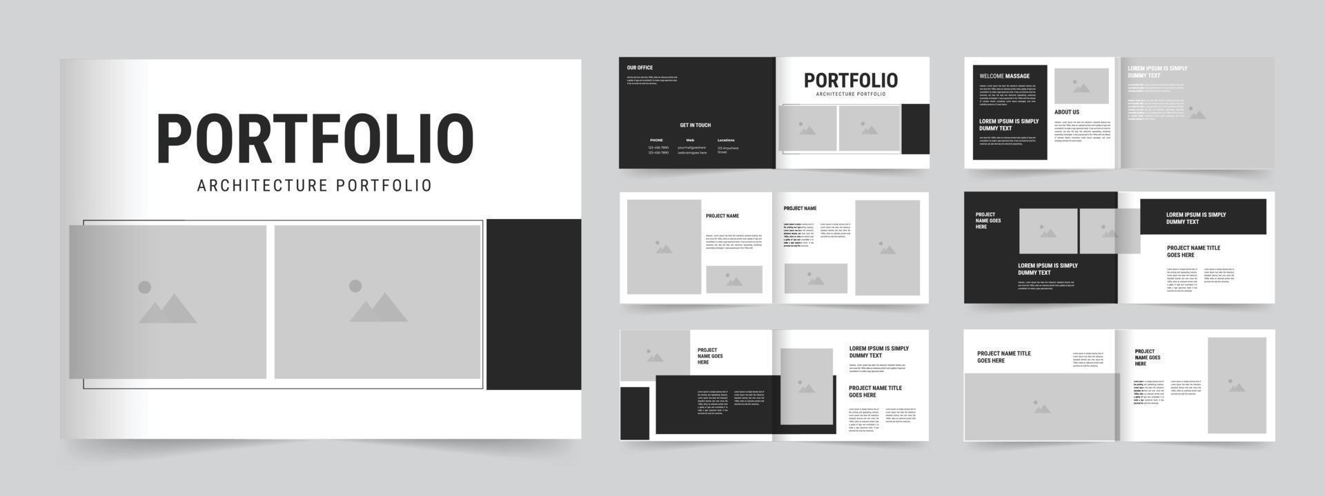 Architecture Portfolio Template, A4 landscape Architecture Portfolio Template vector