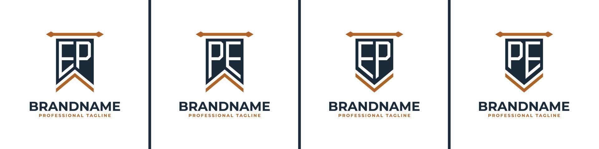 Letter EP and PE Pennant Flag Logo Set, Represent Victory. Suitable for any business with EP or PE initials. vector