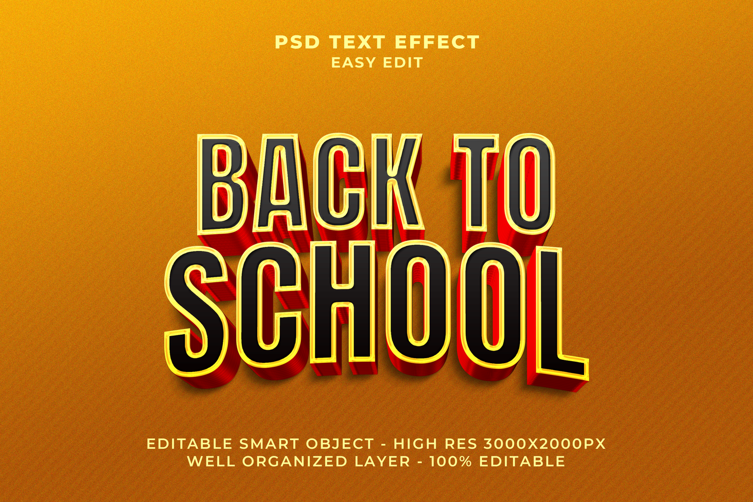 3D Back To School Text Effect psd