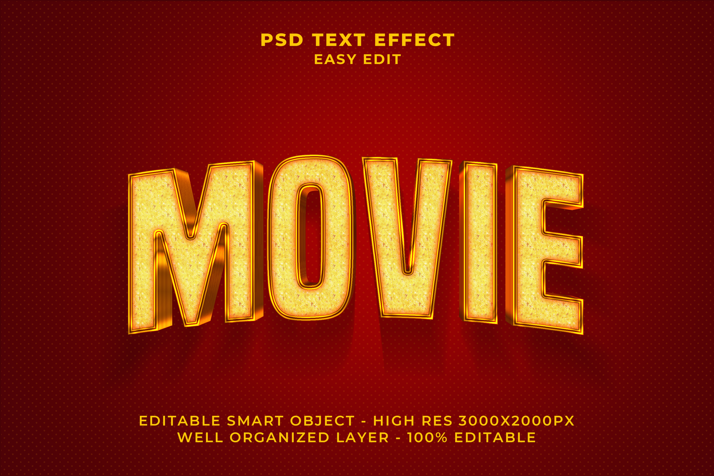 3d film testo effetto psd